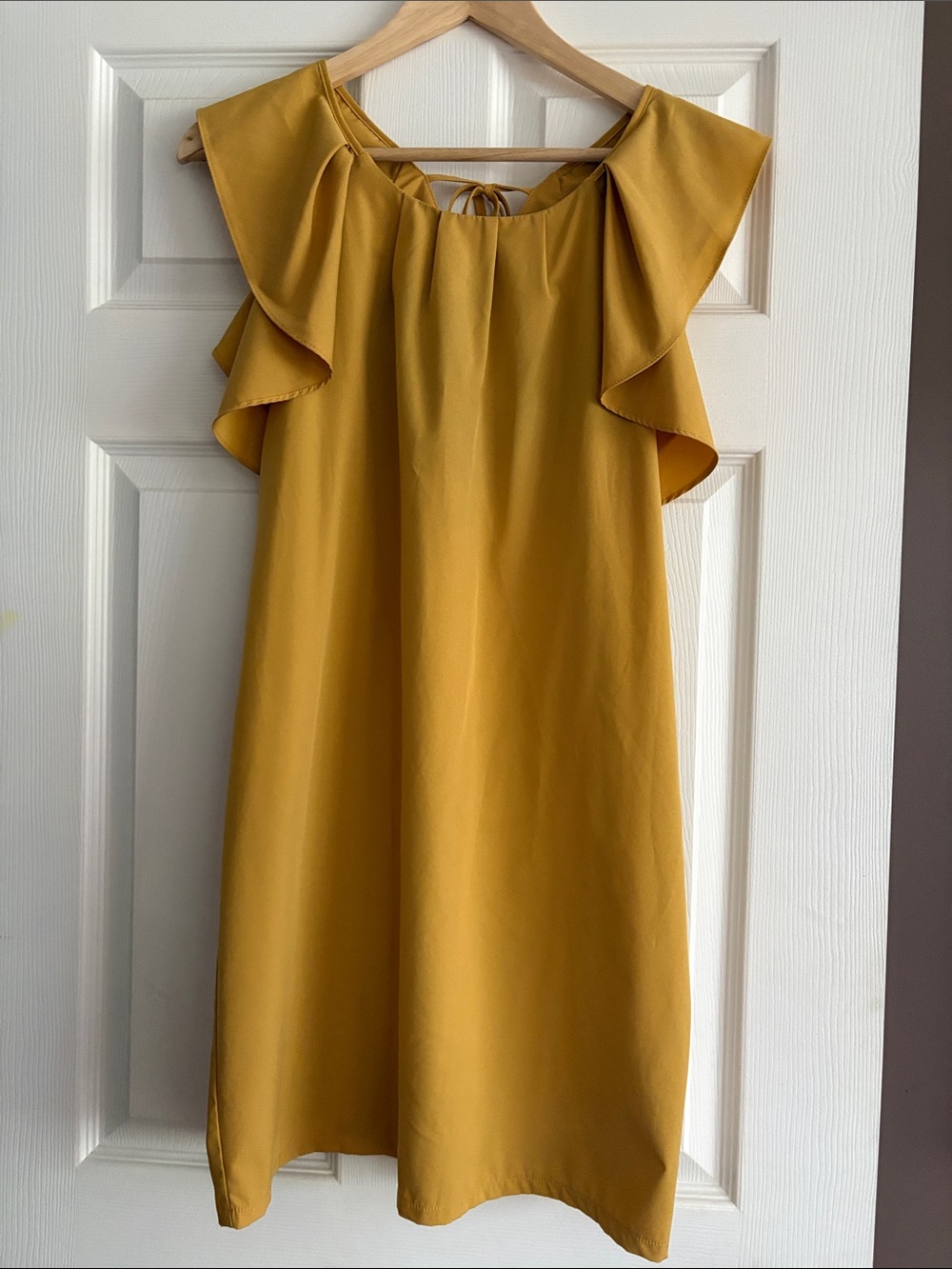 Molly Bracken Mustard Yellow Ruffle Sleeve Dress